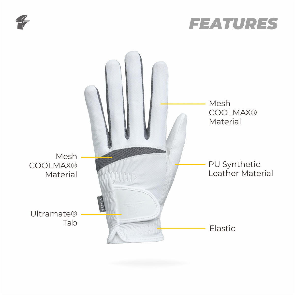 Zuna Gloves Men Eagle Golf Gloves / Sarung tangan Golf / Sebelah kiri / Anti Slip