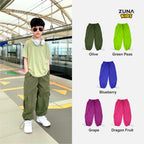 Zuna Kids Oshea Active Wear Cargo Pants / Celana Kargo Serut Panjang Anak Tahan Air