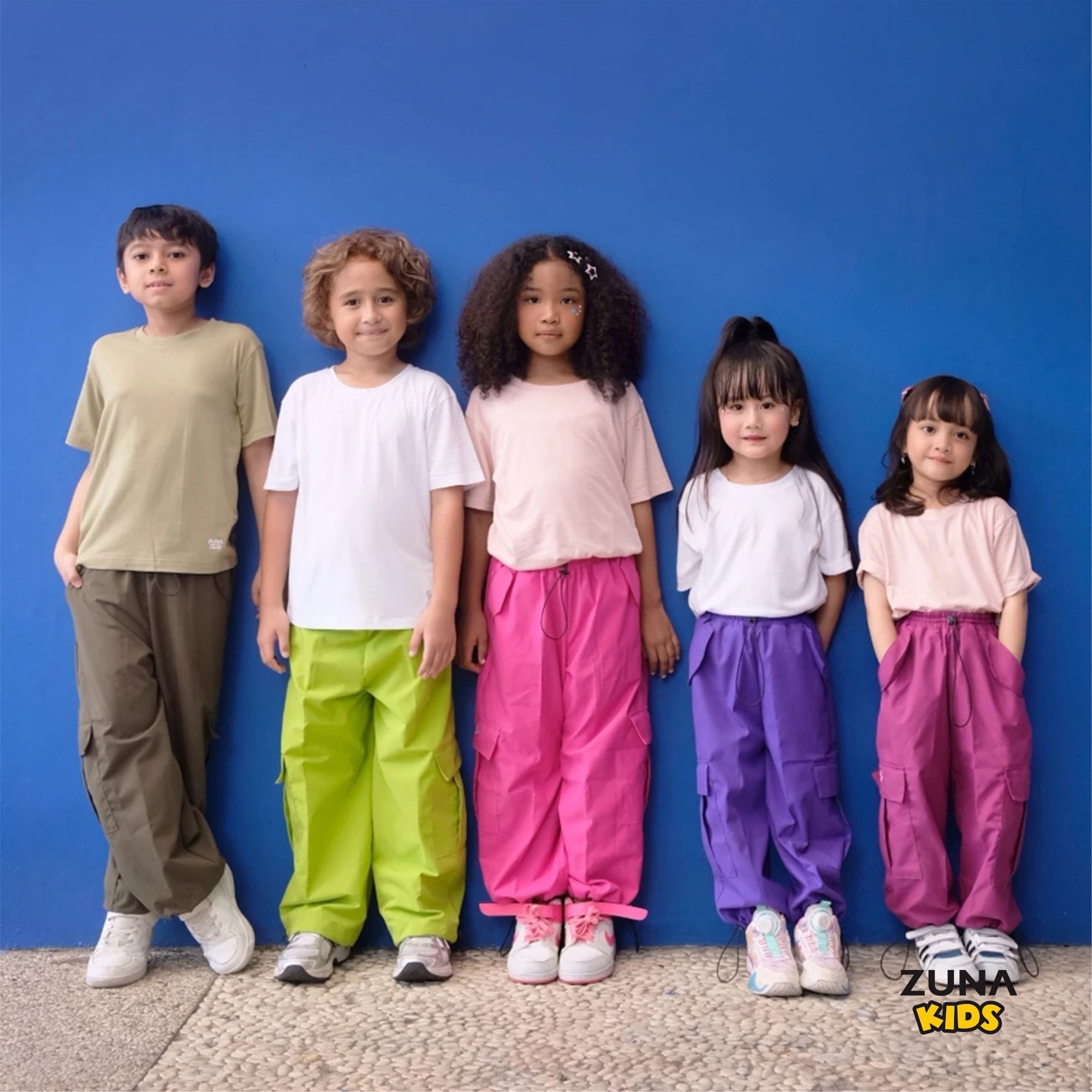 Zuna Kids Oshea Active Wear Cargo Pants / Celana Kargo Serut Panjang Anak Tahan Air