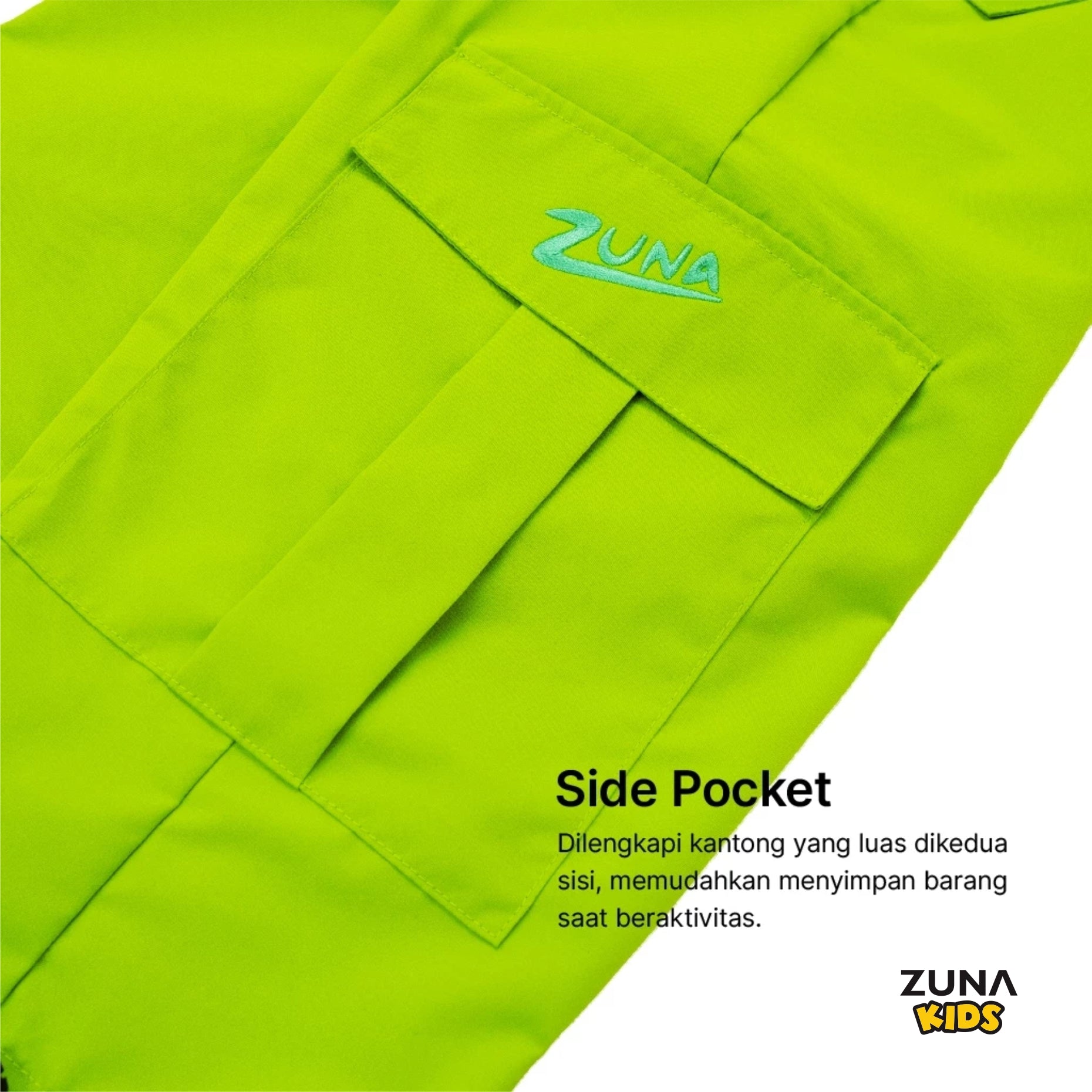 Zuna Kids Oshea Active Wear Cargo Pants / Celana Kargo Serut Panjang Anak Tahan Air