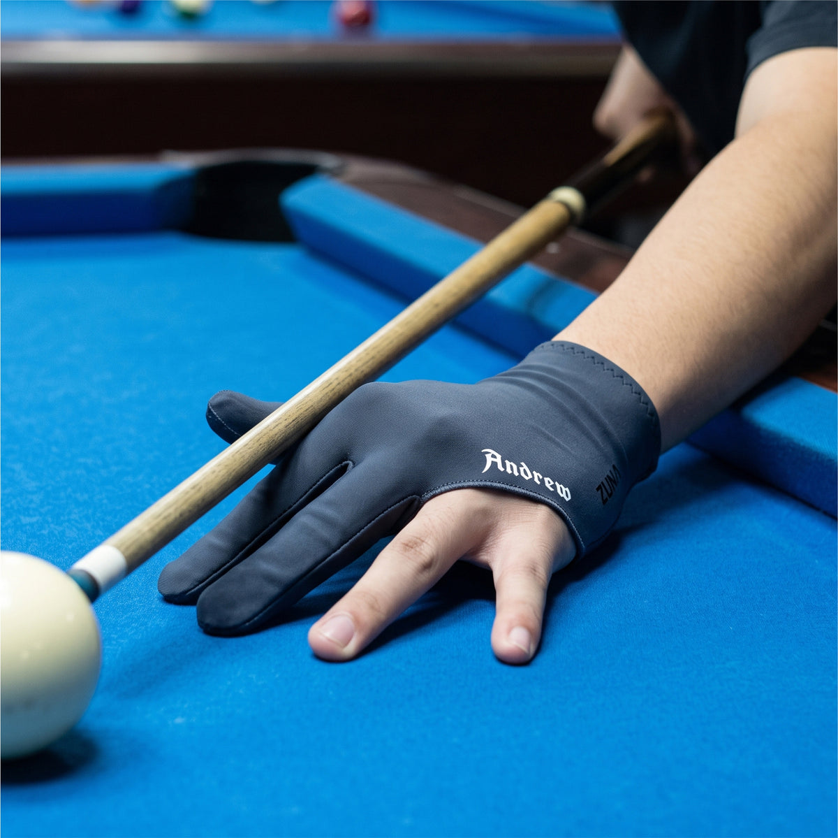 Customize Zuna Gloves Billiard Unisex Full Finger Cue - Sarung Tangan Billiard Custom Nama