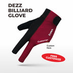 Customize Zuna Gloves Billiard Unisex Dezz Half Finger - Sarung Tangan Billiard Custom Nama