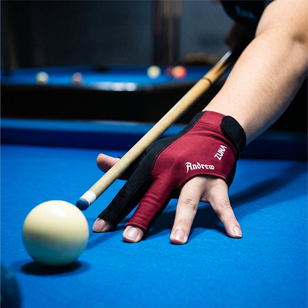 Customize Zuna Gloves Billiard Unisex Dezz Half Finger - Sarung Tangan Billiard Custom Nama