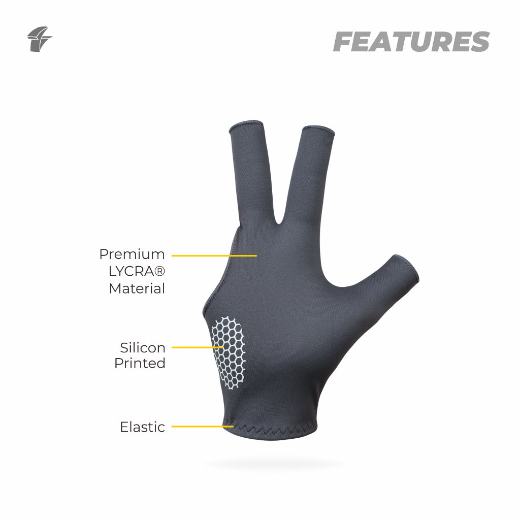 (Kanan) Zuna Gloves Billiard Half Finger Cue Sebelah Kanan