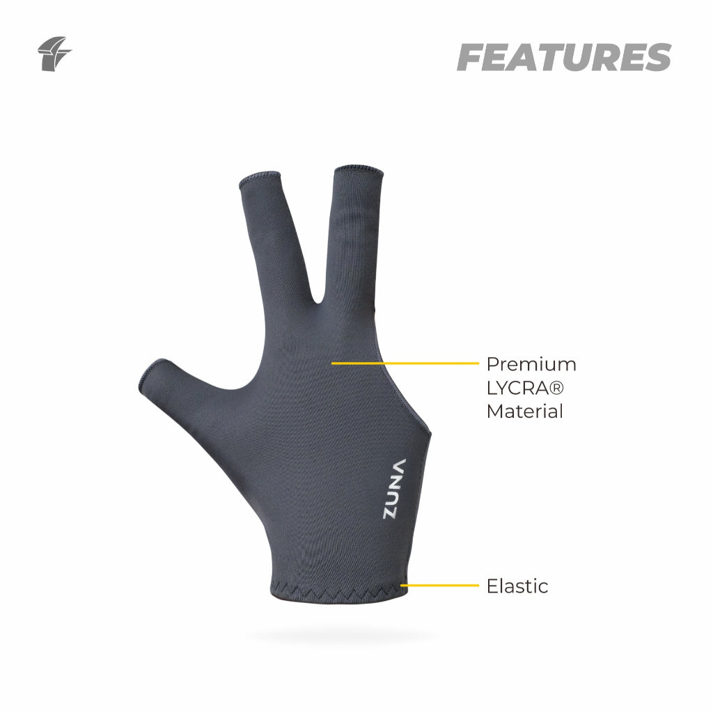 (Kanan) Zuna Gloves Billiard Half Finger Cue Sebelah Kanan